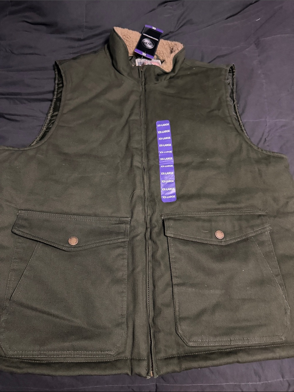 Men’s insulated Sherpa lined Heritage Brand Workwear Products vest- olive xxl